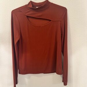 White Birch Rust Cutout Long Sleeve Top